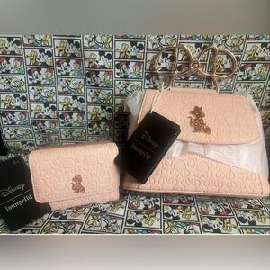 Loungefly Disney Minnie Mouse Embossed Blush Crossbody Bag With WalletSetNWT2025